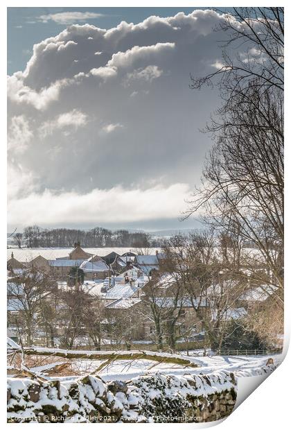 Hutton Magna Village, Teesdale in Snow Print by Richard Laidler
