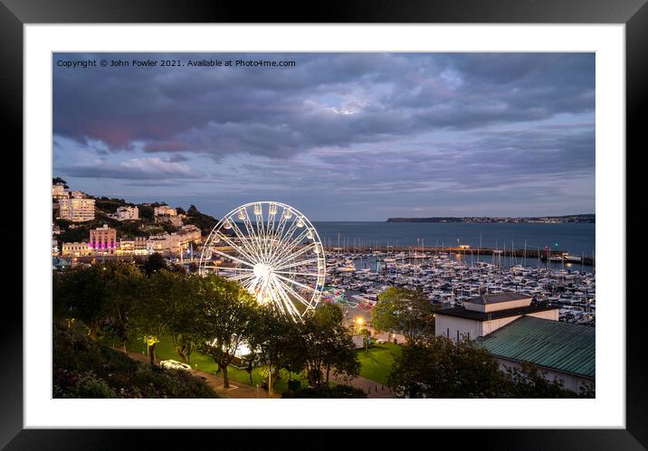  Torquay Harbour at Twilight Framed Mounted Print by John Fowler