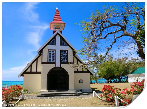 Notre Dame Auxiliatrice church, Cap Malheureux, Mauritius Print by Gerard Peka