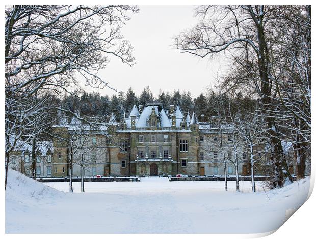 Callendar House, Falkirk in the snow.  Print by Tommy Dickson