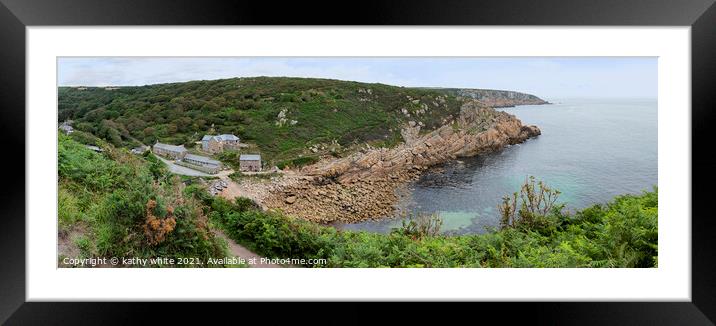 Penberth Cove Cornwall,from the cliff Framed Mounted Print by kathy white