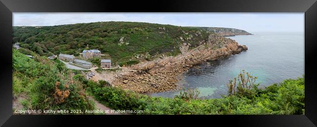 Penberth Cove Cornwall,from the cliff Framed Print by kathy white