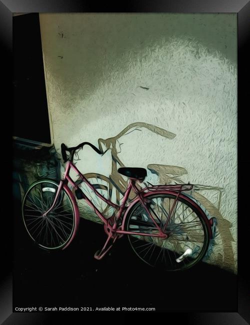 Pink bicycle Framed Print by Sarah Paddison