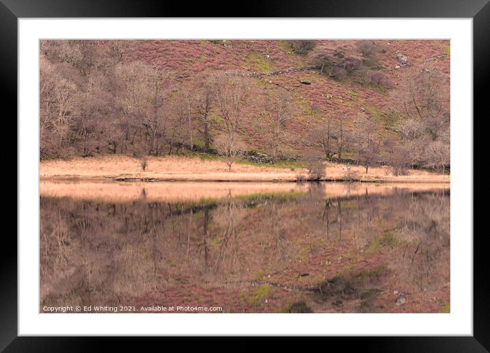 Reflections in a Snowdon Lake Framed Mounted Print by Ed Whiting