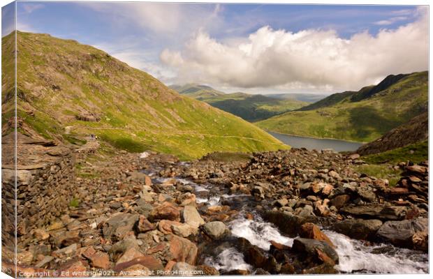 Looking down Snowdon Mountain. Canvas Print by Ed Whiting