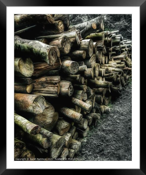 Log pile Framed Mounted Print by Sarah Paddison