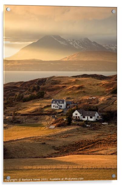 Cuillin Sunset Tarskavaig Isle of Skye Scotland. Acrylic by Barbara Jones