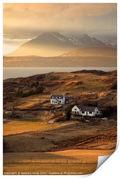 Cuillin Sunset Tarskavaig Isle of Skye Scotland. Print by Barbara Jones