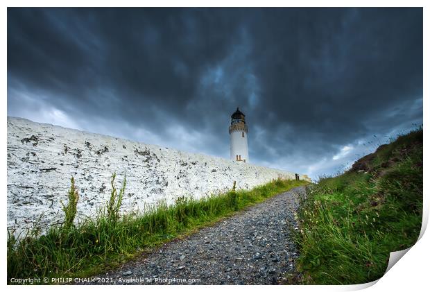 Mull of Galloway Lighthouse with stormy skies Scotland 235 Print by PHILIP CHALK