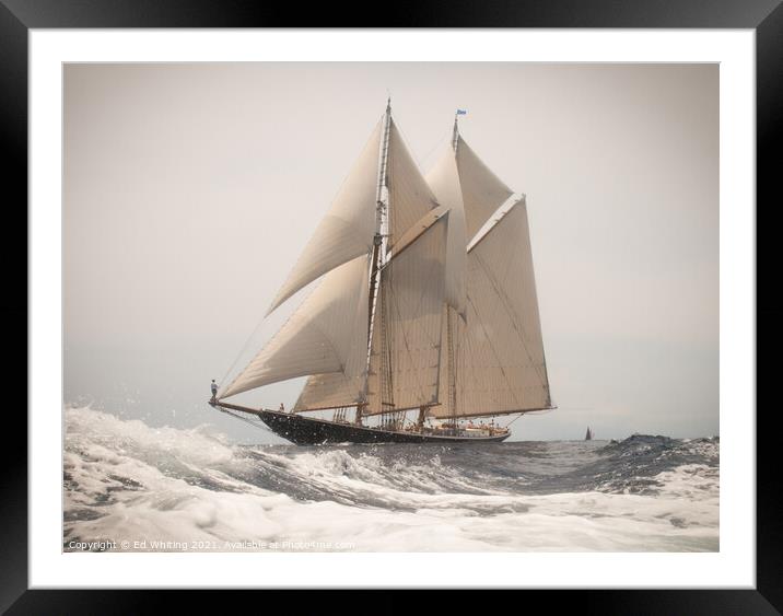 Classic 1923 Schooner, Columbia. Framed Mounted Print by Ed Whiting