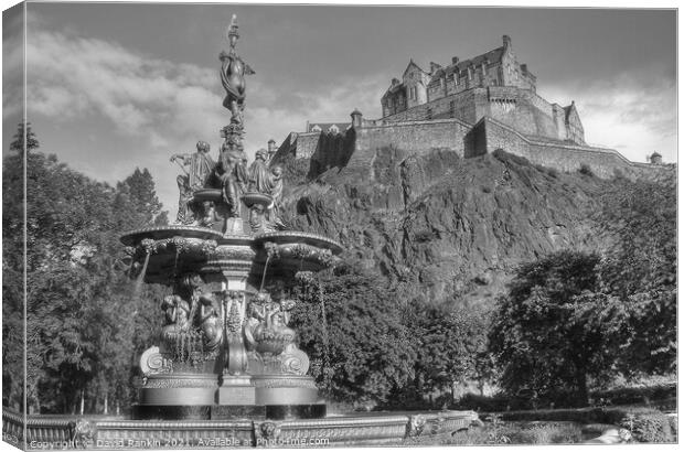 Edinburgh Castle black and white Canvas Print by Photogold Prints