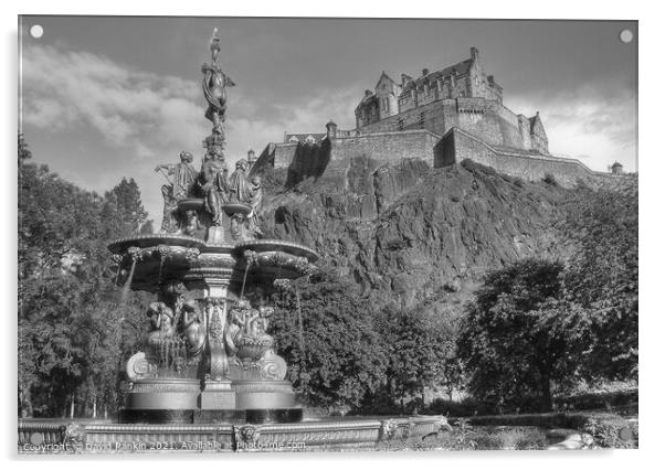 Edinburgh Castle black and white Acrylic by Photogold Prints