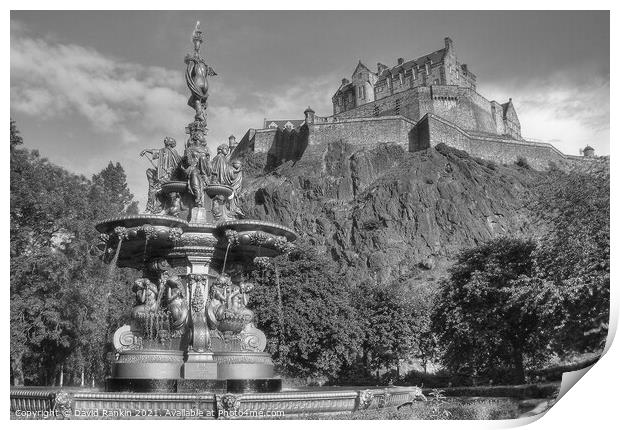 Edinburgh Castle black and white Print by Photogold Prints