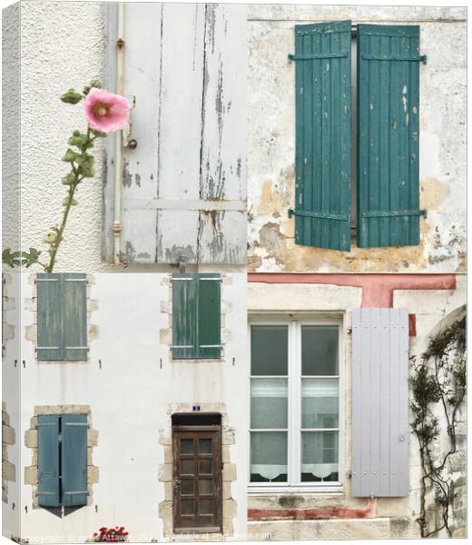 Shutters and windows, Ile De Re, France Canvas Print by suzie Attaway