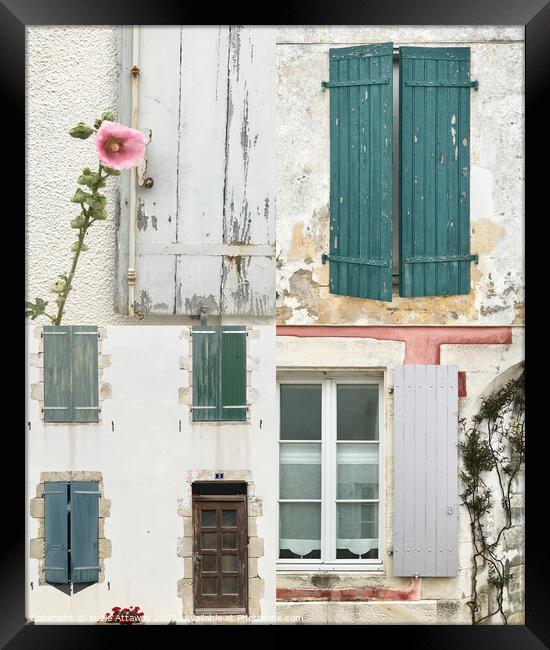 Shutters and windows, Ile De Re, France Framed Print by suzie Attaway