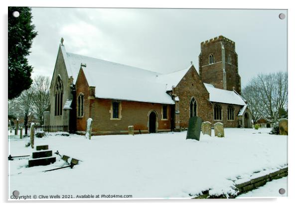St. Faiths Church covered in snow Acrylic by Clive Wells