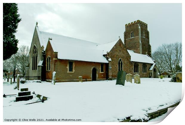St. Faiths Church covered in snow Print by Clive Wells