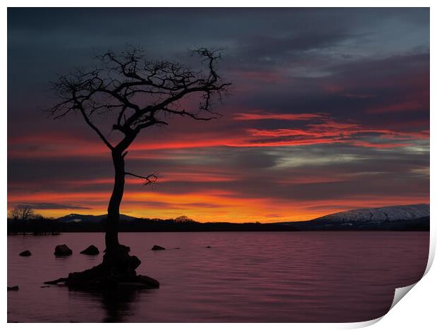 Sunset at Loch Lomond, Scotland.  Print by Tommy Dickson