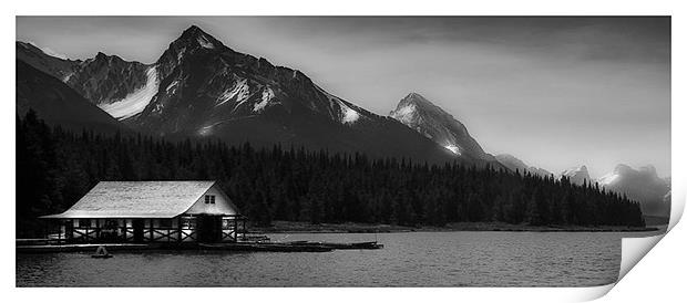 Maligne Lake in Jasper National Park Canada Print by Peter Blunn