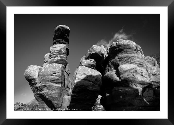 Black and white abstract rock formation 238  Framed Mounted Print by PHILIP CHALK