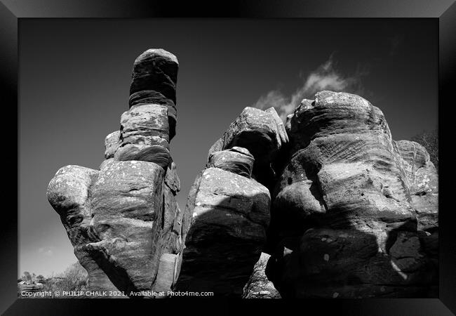 Black and white abstract rock formation 238  Framed Print by PHILIP CHALK