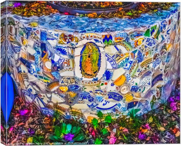 Colorful Talavera Ceramic Pottery Native Decorations Puebla Mexi Canvas Print by William Perry