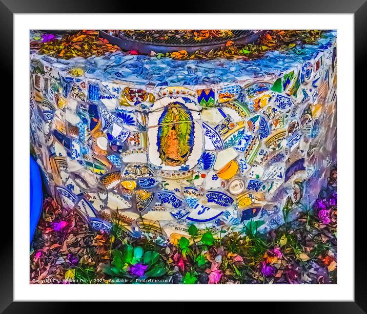 Colorful Talavera Ceramic Pottery Native Decorations Puebla Mexi Framed Mounted Print by William Perry
