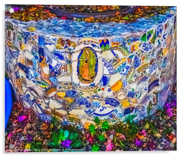 Colorful Talavera Ceramic Pottery Native Decorations Puebla Mexi Acrylic by William Perry