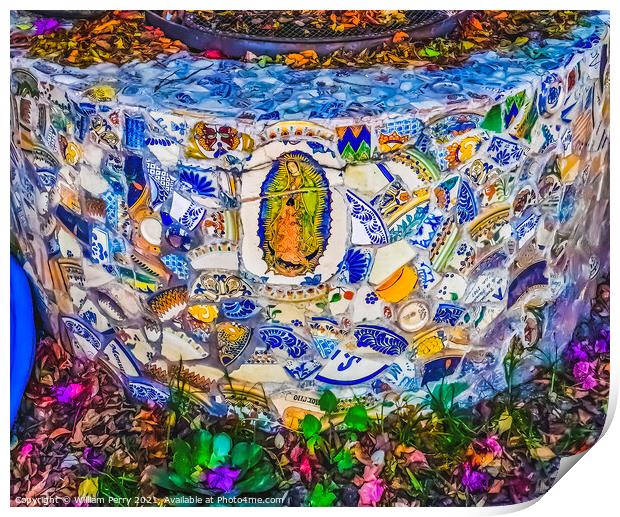 Colorful Talavera Ceramic Pottery Native Decorations Puebla Mexi Print by William Perry