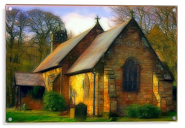 St Michael and all Angels Church, fractalious Acrylic by Peter Blunn