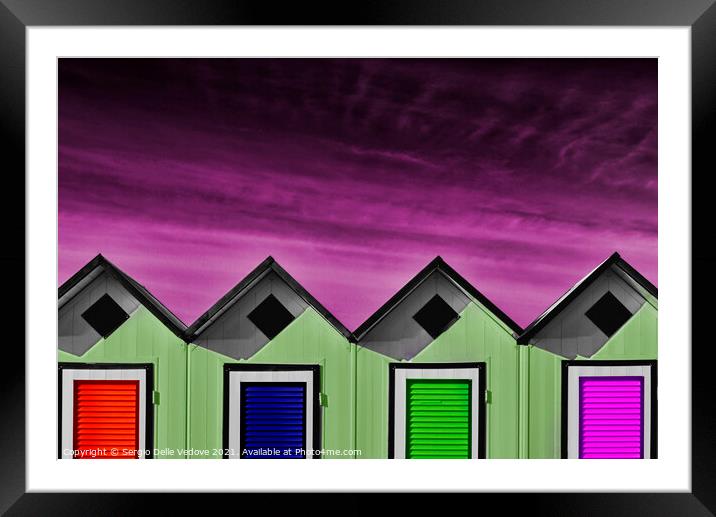 Colored beach huts  Framed Mounted Print by Sergio Delle Vedove
