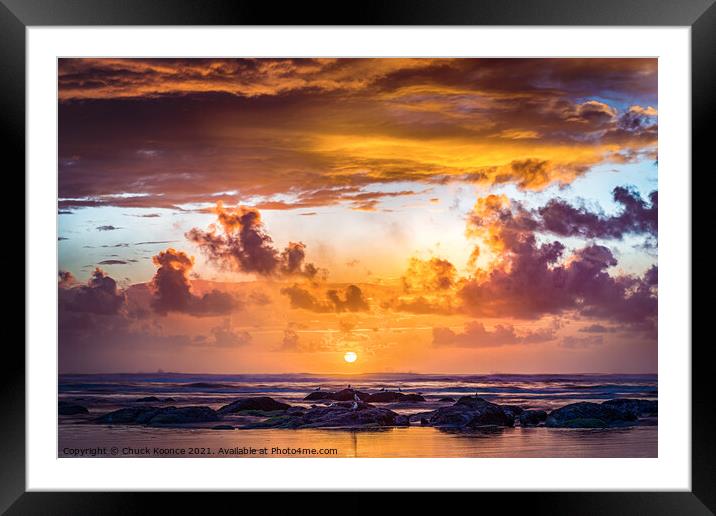 Pacific Ocean Sunset Framed Mounted Print by Chuck Koonce