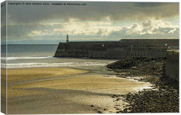 Porthcawl Pier and Lighthouse South Wales Coast Canvas Print by Nick Jenkins