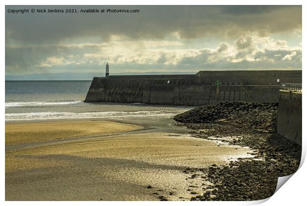 Porthcawl Pier and Lighthouse South Wales Coast Print by Nick Jenkins