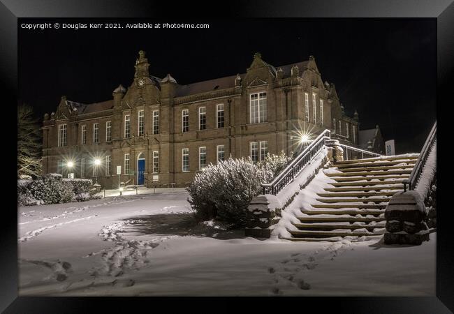 Nightwalk in Snow, Arbroath Old High School. Framed Print by Douglas Kerr