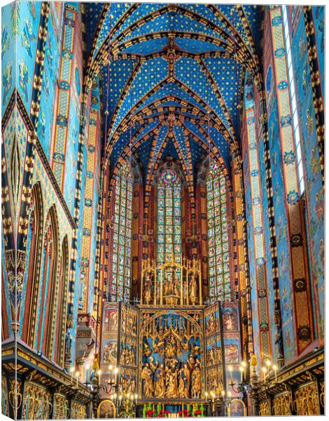 St Mary's Basilica, Krakow, Poland Canvas Print by Mark Llewellyn