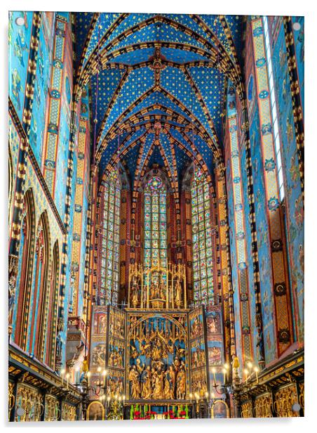 St Mary's Basilica, Krakow, Poland Acrylic by Mark Llewellyn