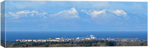 Troon and Arran in winter Canvas Print by Allan Durward Photography