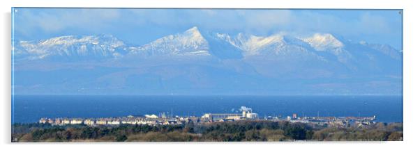 Troon and Arran in winter Acrylic by Allan Durward Photography