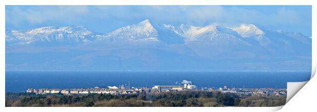 Troon and Arran in winter Print by Allan Durward Photography