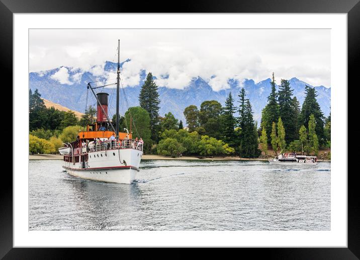 The steamship Earnslaw on Lake Wakatipu.  Framed Mounted Print by Kevin Hellon