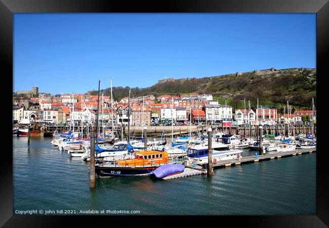 Scarborough harbour in North Yorkshire. Framed Print by john hill