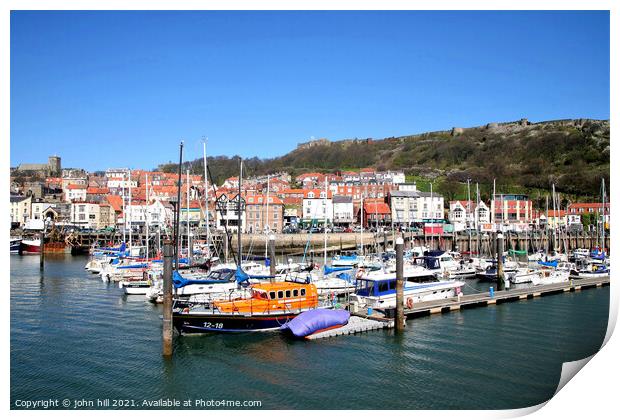 Scarborough harbour in North Yorkshire. Print by john hill