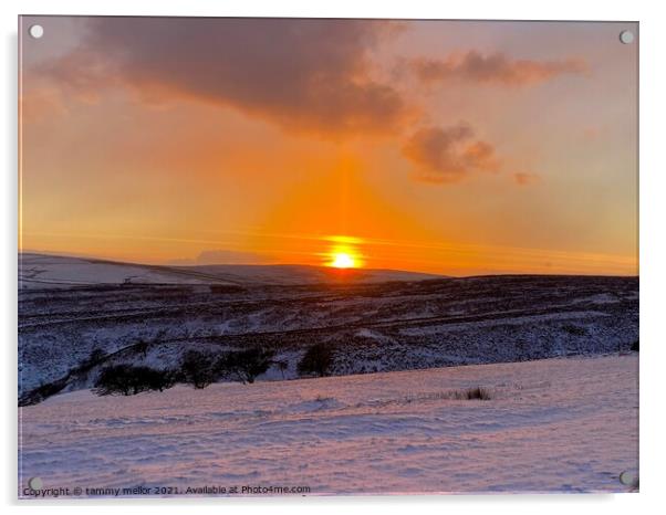 Majestic Sunset Over Frosty Moorlands Acrylic by tammy mellor
