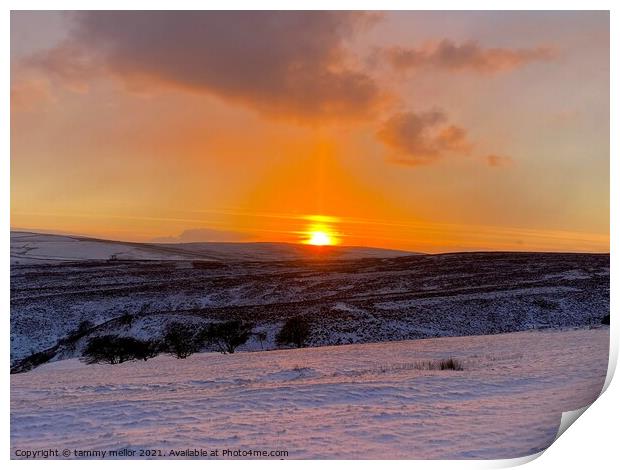 Majestic Sunset Over Frosty Moorlands Print by tammy mellor