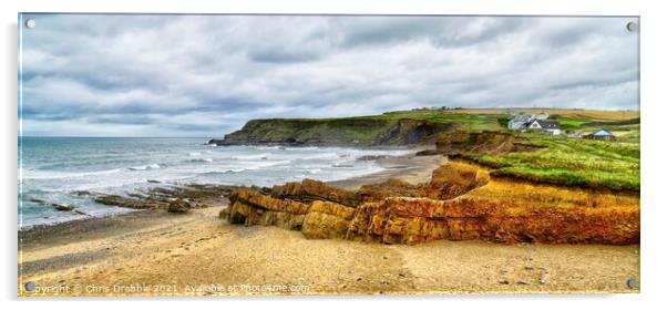 Widemouth Bay under cloudy skies Acrylic by Chris Drabble