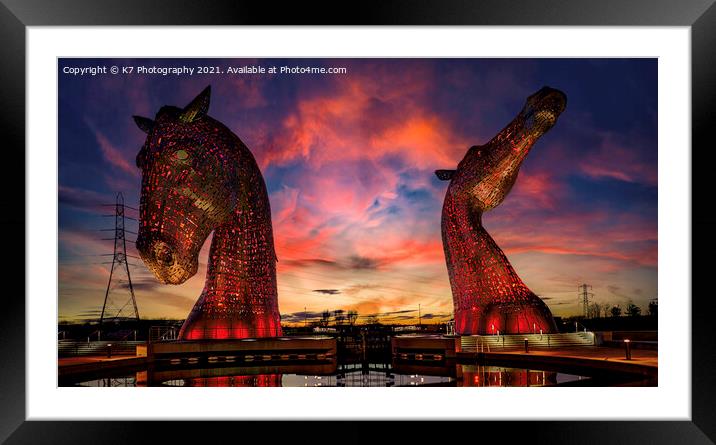 The Kelpies Framed Mounted Print by K7 Photography