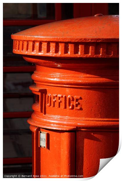 Red Post Box Print by Bernard Rose Photography