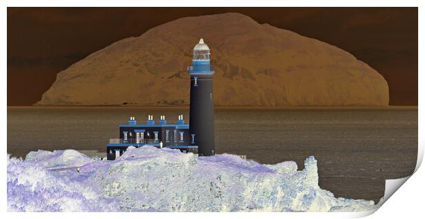 View of Turnberry lighthouse and Ailsa Craig (abst Print by Allan Durward Photography