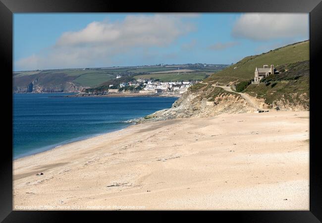 Loe Bar and the path to Porthleven, Cornwall Framed Print by Brian Pierce